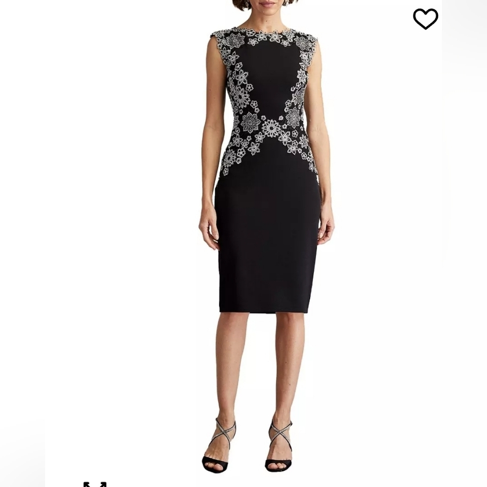 Tadashi Shoji Kiran Floral Embroidered Sheath Cocktail Dress Size 6 NWT $400
